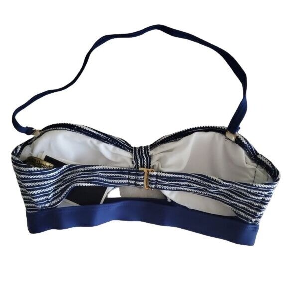 Juicy Couture womens bikini Swim top Bandeau Striped Navy Bra Size Small new - Picture 2 of 6